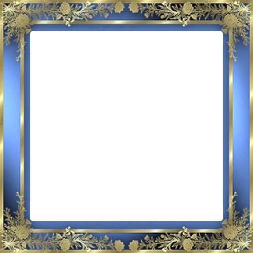Blue with Gold Roses Slideshow Frame/Video
