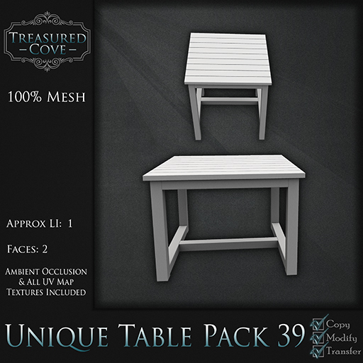 -TC- Unique Table Pack 39 Mesh 50% Discount!!