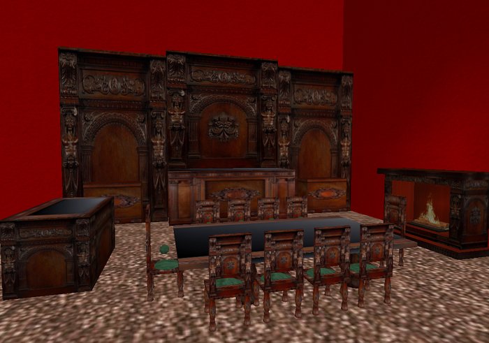 GOTH DK WOOD BANQUET SET