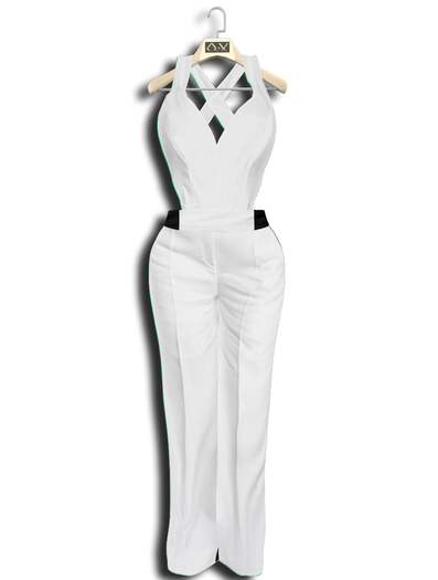 .:Vitrimi:. Cross Back Jumpsuit Blk/Wht Fitted (Wear)