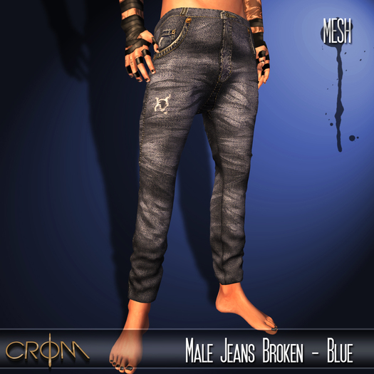 -CroM- Male Jeans Broken - Blue