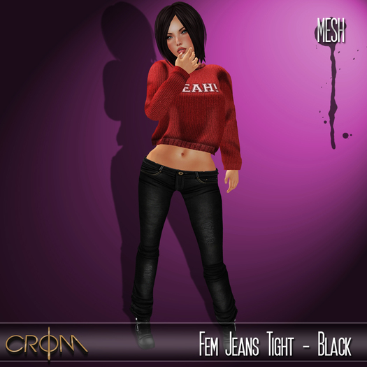 -CroM- Fem Jeans Tight - Black