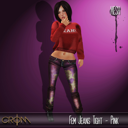 -CroM- Fem Jeans Tight - Pink