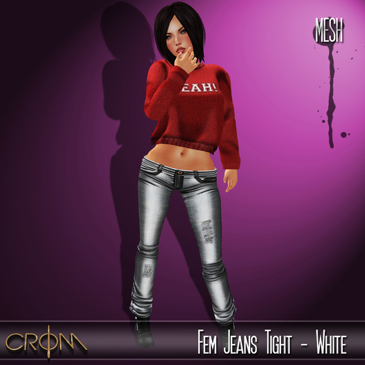 -CroM- Fem Jeans Tight - White