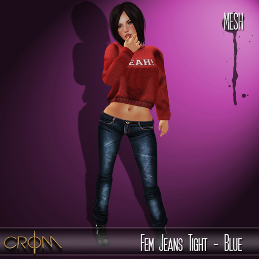 -CroM- Fem Jeans Tight - Blue