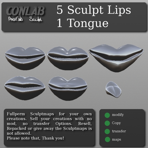 CONLAB 5 Lips 1 Tongue  Sculptmaps (boxed)
