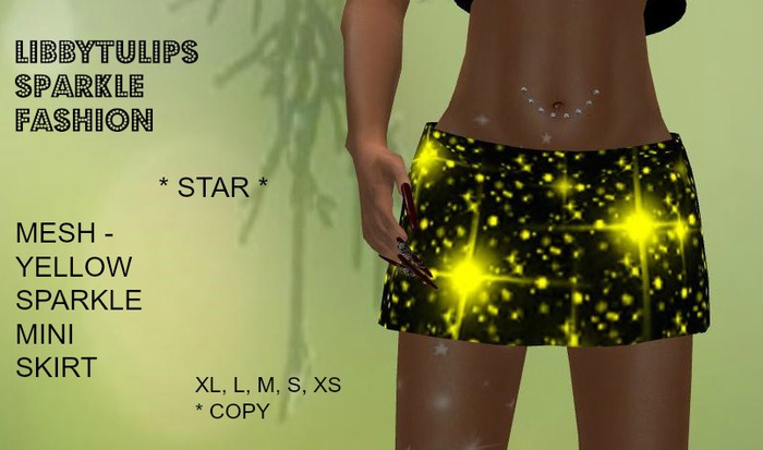 * Star * Yellow Sparkle Mini Skirt - Mesh (box)