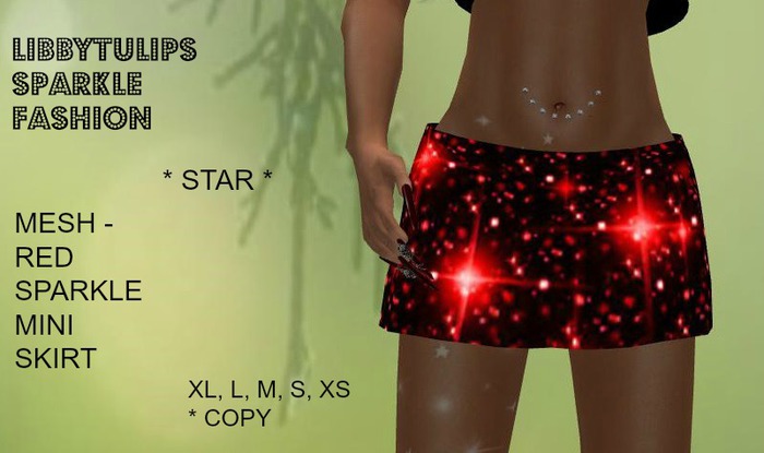 * Star * Red Sparkle Mini Skirt - Mesh (box)