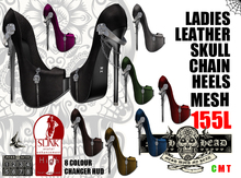Mesh Head - Leather Skull Chain Heels - SLINK
