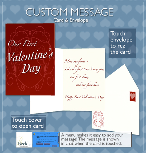 Our First Valentine's ~ Custom Message scripted card + envelope from Beck's