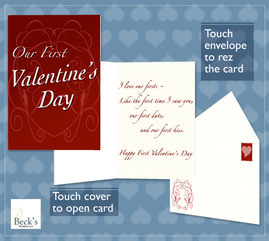 Our First Valentine's Day card + envelope from Beck's