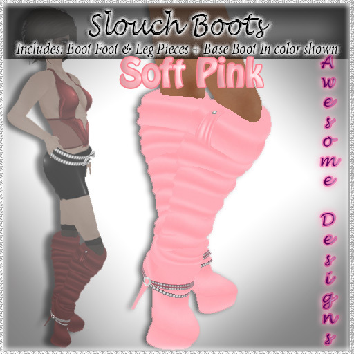 *Awesome Designs Slouch Boots In Soft Pink