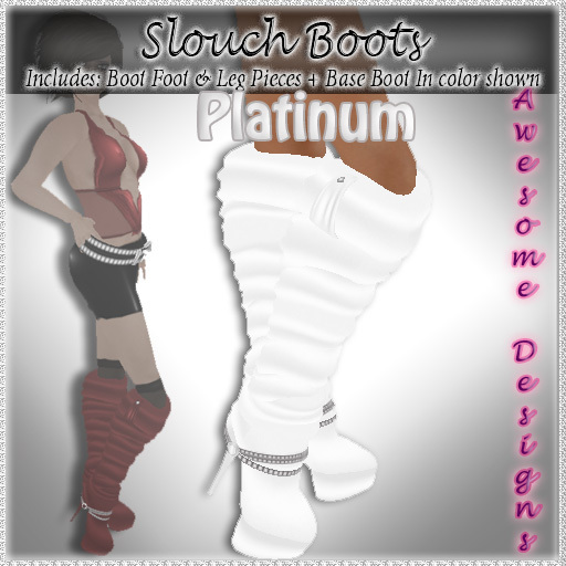 *Awesome Designs Slouch Boots In Platinum