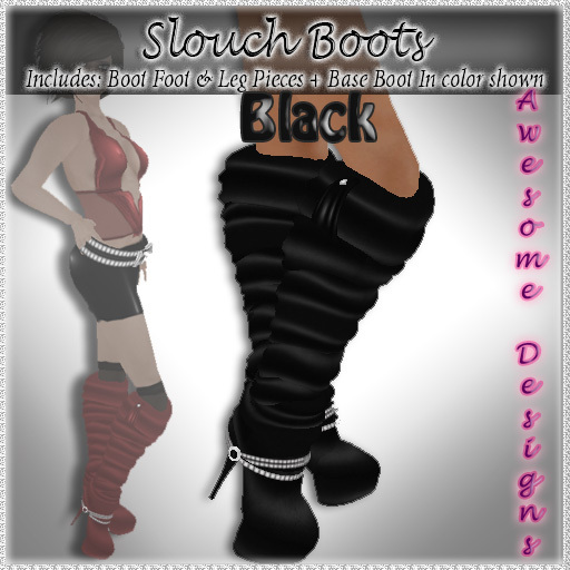 *Awesome Designs Slouch Boots In Black