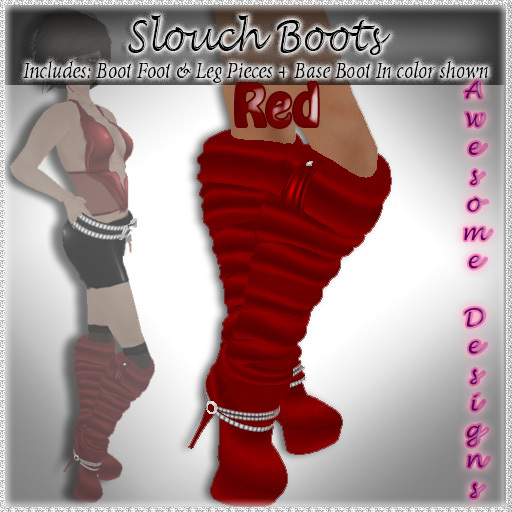 *Awesome Designs Slouch Boots In Red