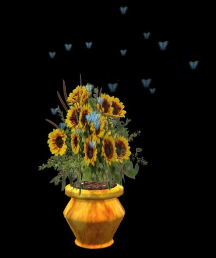 sunflower pot with butterflies