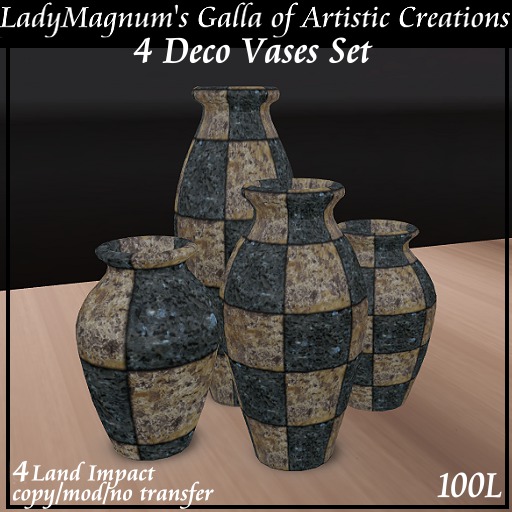 LadyM's  4 DECO VASES - 4 PRIM -No 3
