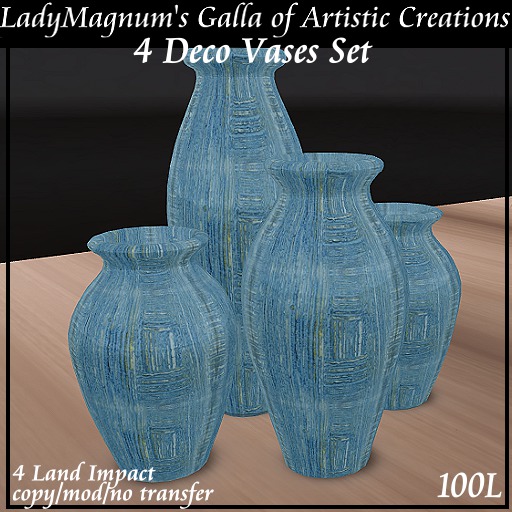 LadyM's  4 DECO VASES - 4 PRIM -No 13
