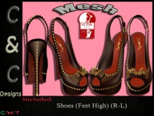 C&C Mesh Shoes Butterfly And Point Feet High (Brown)