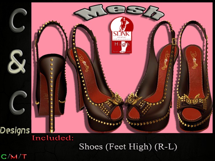 C&C Mesh Shoes Butterfly And Point Feet High (Brown)(Demo)