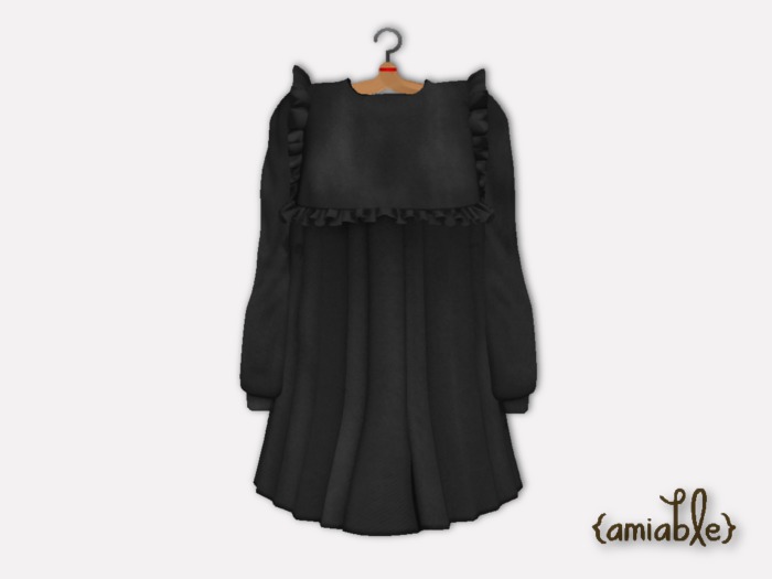 {amiable}Mesh Ruffled Angel Short Dress_BK