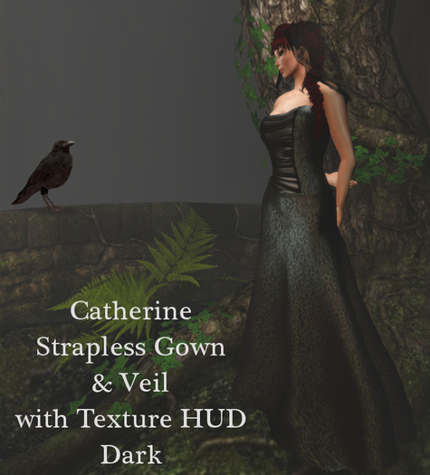 Mochi - Catherine Strapless Gown & Veil - Dark-  Texture Change