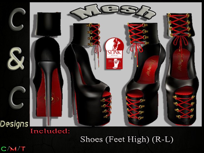 C&C Mesh Shoes Belt Lace Feet High (Black)