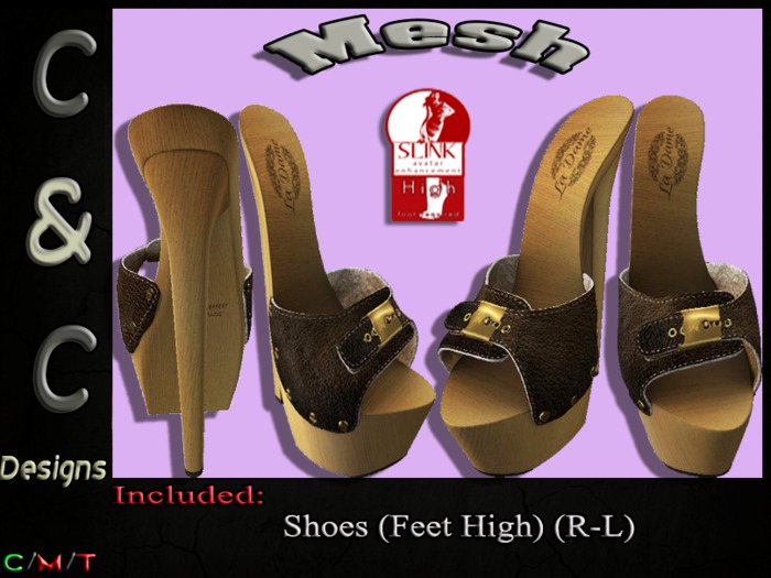 C&C Mesh Shoes Heels Feet High (Brown) (Demo)