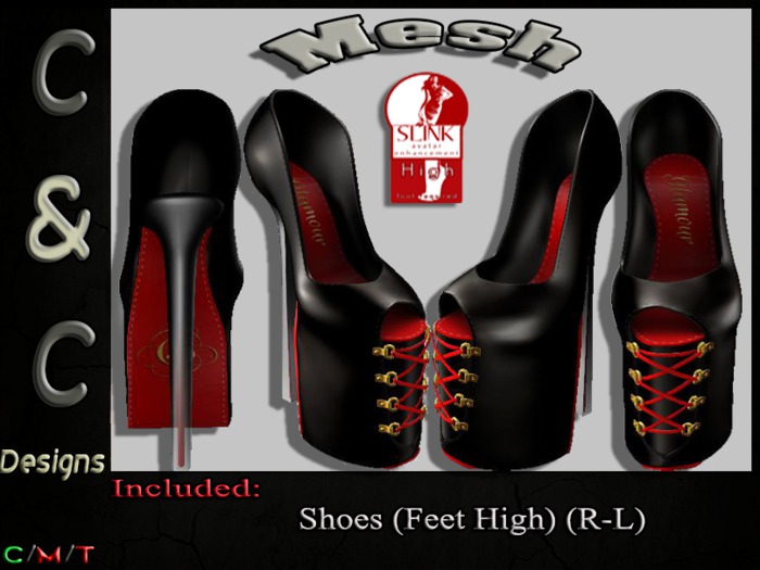 C&C Mesh Shoes Lace Feet High (Black) (Demo)