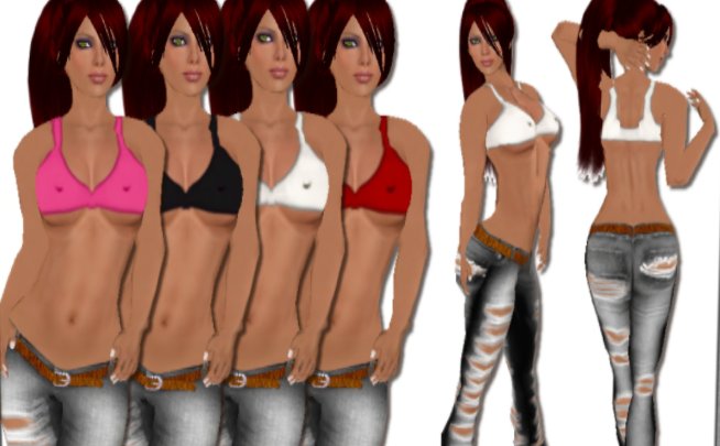 4 tops and Black Ripped Jeans