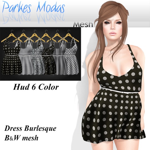 [PM] Dress B&W_Burlesque_Mesh+HUD 6 Colors