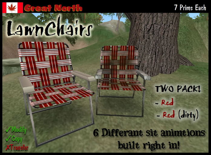 Lawn Chairs - Red (2 Pack!!)