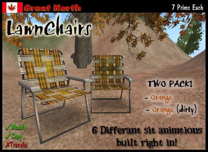 Lawn Chairs - Orange (2 Pack!!)