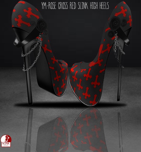 YM-rose cross red slink high heels