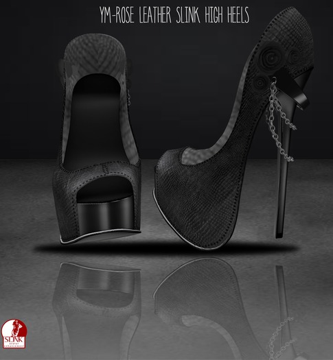 YM-rose leather slink high heels
