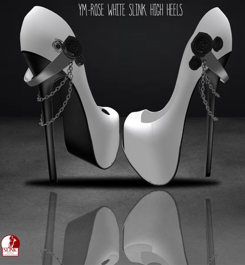 YM-rose white slink high heels