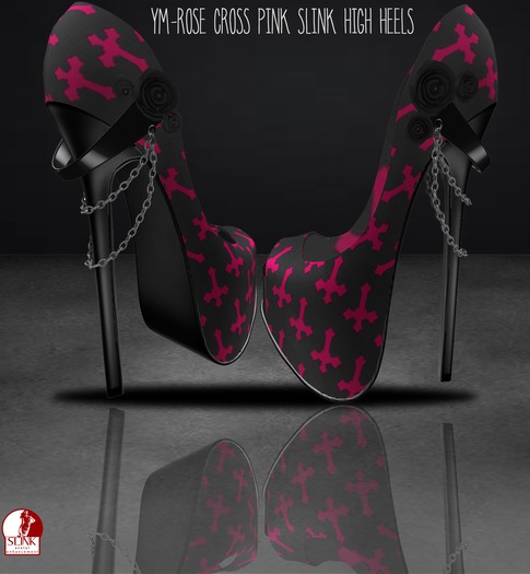 YM-rose cross pink slink high heels