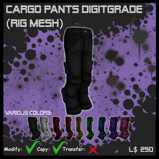 Second Life Marketplace - ::Veneficus:: Cargo Pants Digitgrade (Rig ...