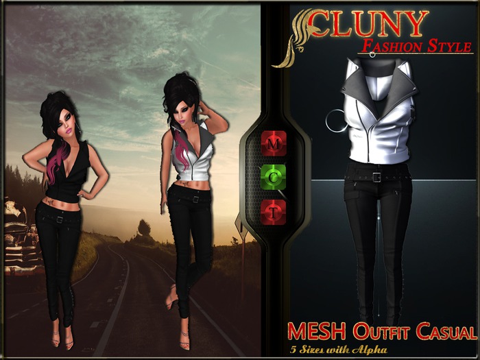 =C.F.S= Mesh outfit jean black and white