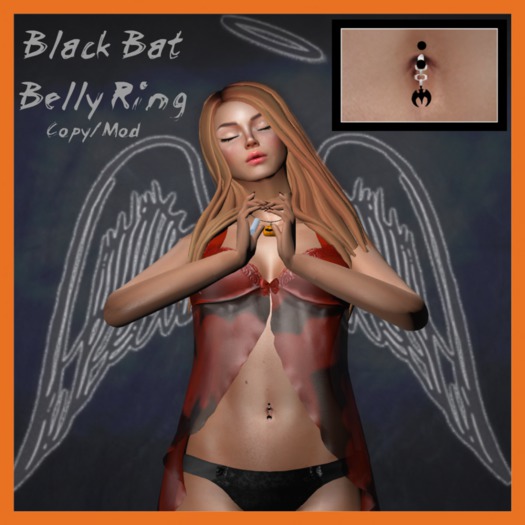 :TS: Black Bat Belly Ring