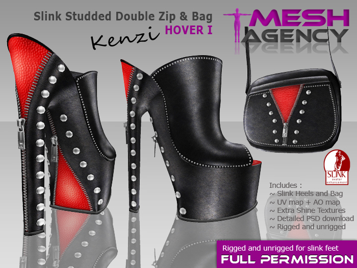 SLINK HIGH Studded DOUBLE Zip "Kenzi" HOVER I + Handbag - FULL PERM