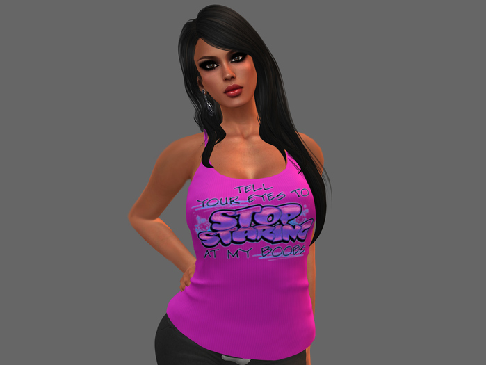 Ladies Mesh Cami "Stop Staring" - Pink