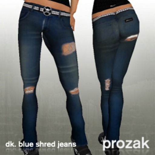 PROZAK - Dk. blue shred jeans