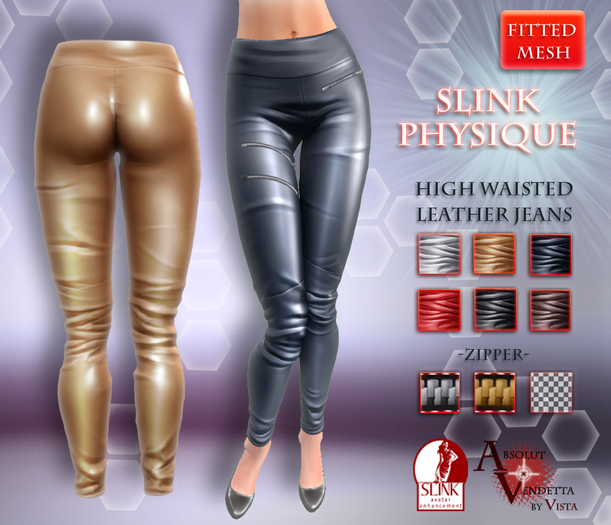 Absolut Vendetta -High Waisted Leather Jeans *SLINK