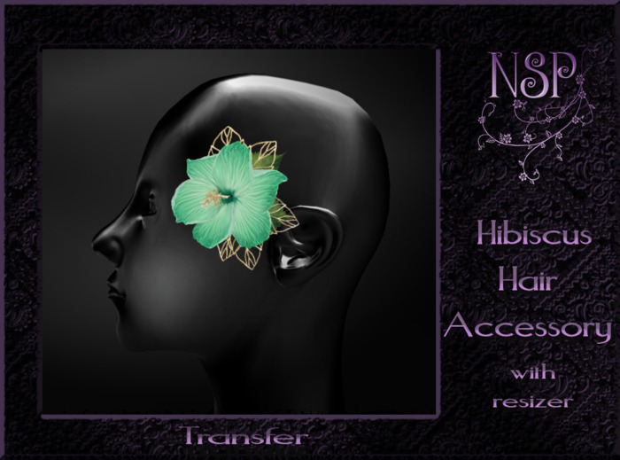 NSP Hibiscus Hair Piece V2 (Gold -Aqua) boxed