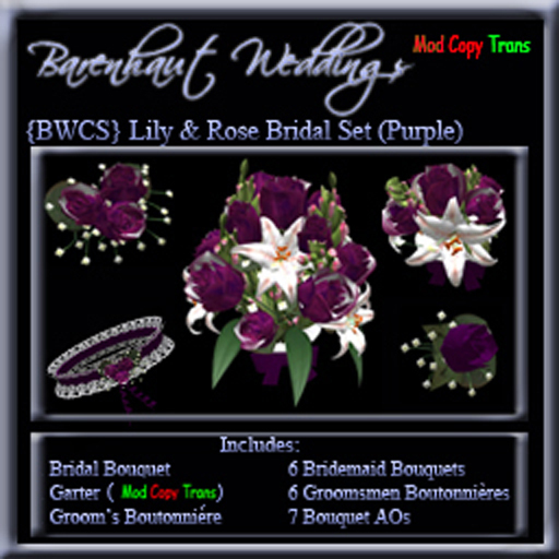 [BWCS} Rose & Lily Wedding Set - Purple