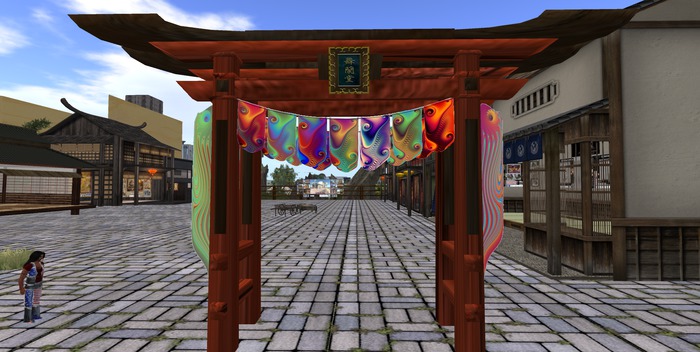 Double Torii Gate with prayer flags