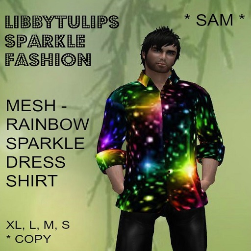 * Sam * Rainbow Sparkle Dress Shirt - Mesh - boxed
