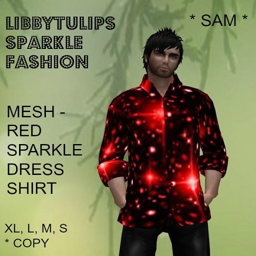 * Sam * Red Sparkle Dress Shirt - Mesh - boxed