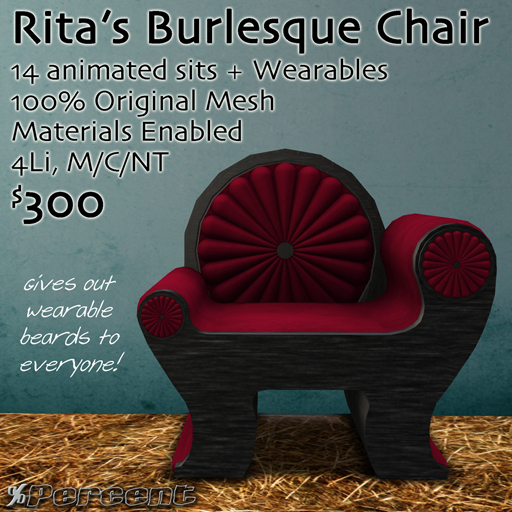 %Rita's Cabaret Chair (left) *MESH* Delivery Box